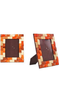 ALADDIN WOODEN COCONUT MEDIUM PICTURE FRAME – ORANGE