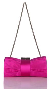 CHIARAP ‘RUCHED BOW’ CLUTCH – FUSHIA PINK
