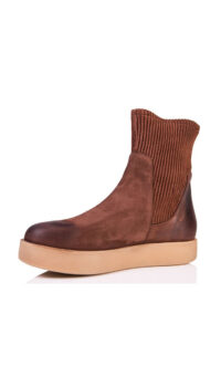ANDIA FORA ‘HAMAL’ NABUK LEATHER HIGH-TOP SNEAKER – RUSTY BROWN