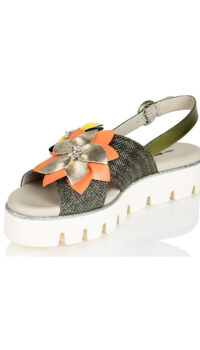 181 ‘ENIF’ GLITZY FABRIC / LEATHER PUMP – PISTACHIO GREEN