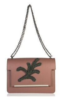 WILD INGA ‘MARLENE’ LEATHER SHOULDER BAG – BROWN/GREEN