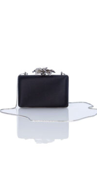 CHIARAP ‘FLOWER’ SATIN CLUTCH – BLACK