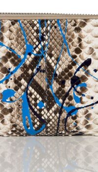 VENETIAN STYLE PYTHON LEATHER WALLET – NATURAL/BLUE