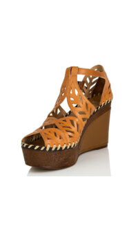 ALEX MERCURY ‘CHIARA’ LEATHER WEDGE – BROWN