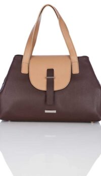 MINNOZZI ‘CLAASIC’ LEATHER TOTE – BROWN & CAMEL