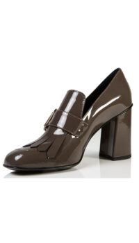 BRUGLIA ‘MOON’ PATENT LEATHER PUMP – DARK TAUPE