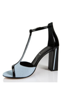 MARY CLAUD ‘DAINTY’ LEATHER/PATENT SANDAL – BLUE/BLACK