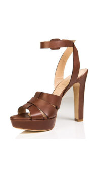 E’CLAT PLATFORM LEATHER SANDAL – BROWN