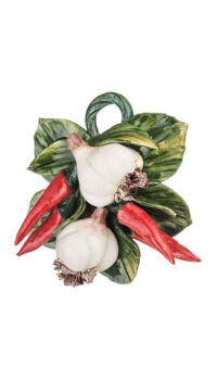 CERAMICHE D’ARTE SMALL CERAMIC GARLIC & PEPPER WALL PLAQUE