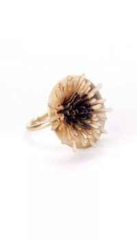 PACA PECA ANEMONA PARCHMENT AND BRASS RING – ECRU/BLACK