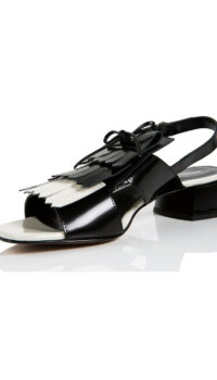 MARY CLAUD SPECCHIO LEATHER ‘FRINGE’ SANDAL – BLACK/OFF-WHITE
