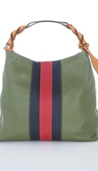 FRATTASSIMO – CONTRASTING LEATHER HOBO – GREEN