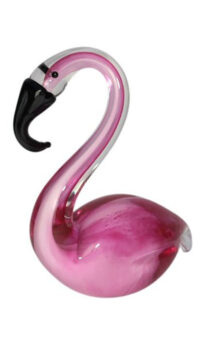 MIRHO GLASS SITTING PINK FLAMINGO