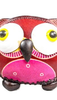 REMSCOLLECTION OWL SHAPED LEATHER PURSE – RED