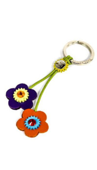DALLAITI FLOWER SHAPED LEATHER KEYRING – MULTI COLOUR