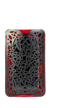 DALLAITI LEATHER AND SUEDE SMARTPHONE CASE – BLACK/RED