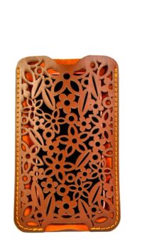 DALLAITI LEATHER AND SUEDE SMARTPHONE CASE – BROWN/ORANGE