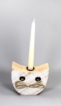 CENTRO DEL MUTAMENTO CAT FACE WOODEN CANDLE VASE – WOOD