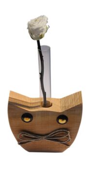 CENTRO DEL MUTAMENTO CAT FACE WOODEN VASE – WOOD