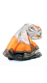 ARTICLES DE PARIS – ‘SUNFLOWER’ SCARF – TAUPE/ORANGE
