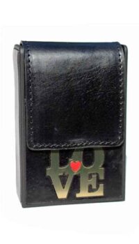 EEVYE LEATHER ‘LOVE’ CIGARETTE CASE – BLACK
