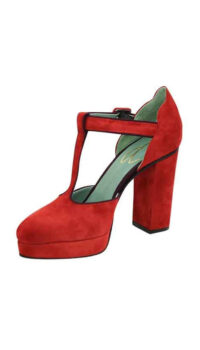 PAOLA D’ARCANO SUEDE LEATHER ANKLE STRAP PUMP – RUST