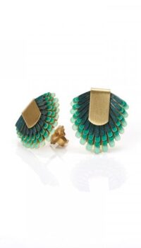 PACA PECA ARECA PARCHMENT AND BRASS EARRINGS – TURQUOISE
