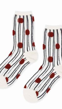 HANSEL FROM BASEL ‘TULLE’ STRIPE SHEER CREW SOCKS – IVORY
