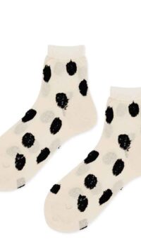 HANSEL FROM BASEL ‘BOUCLE’ DOT CREW SOCKS – IVORY